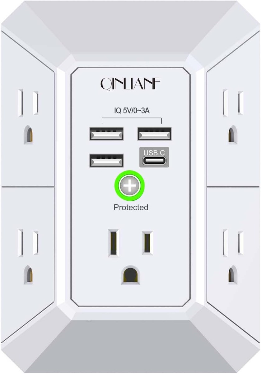 QINLIANF 5-Outlet + 4-USB Wall Charger