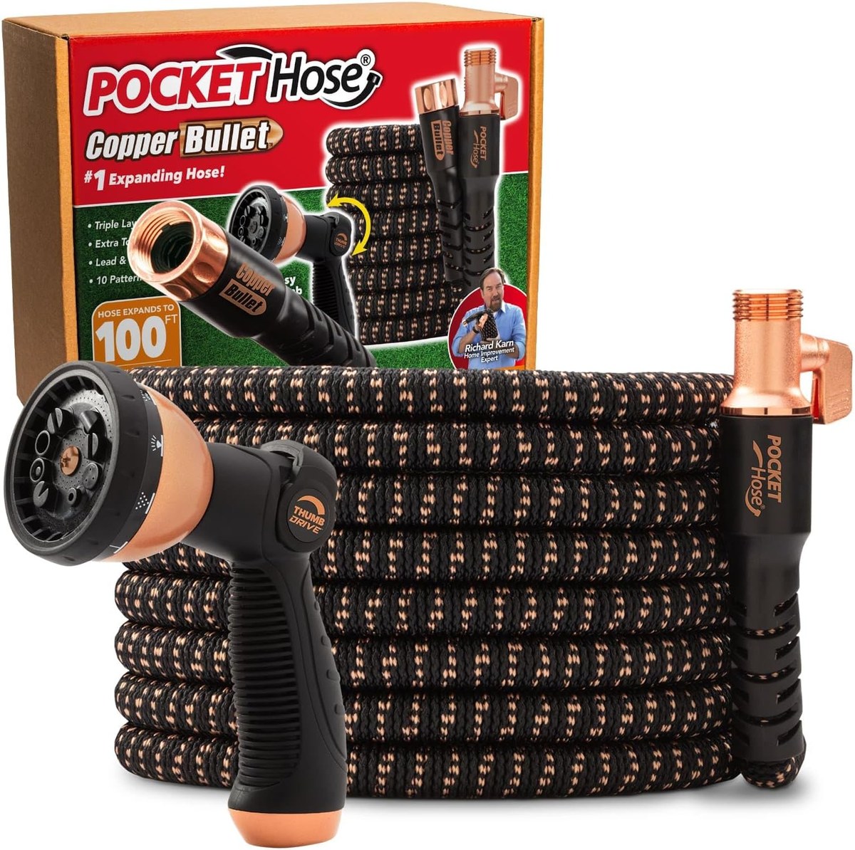 Pocket Hose 100ft Copper Bullet