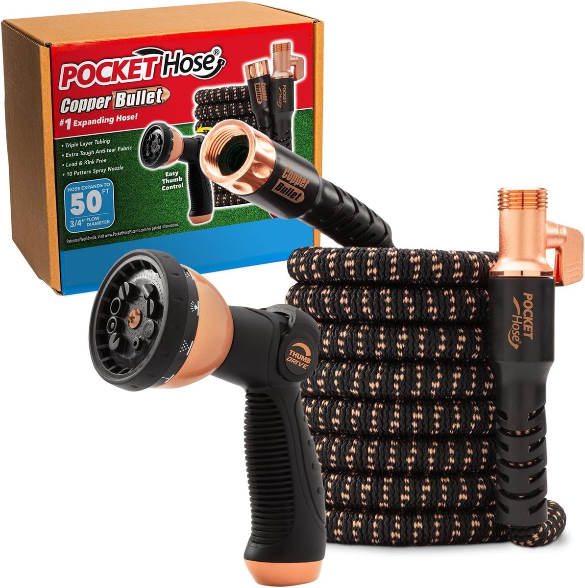 Pocket Hose 50ft Copper Bullet