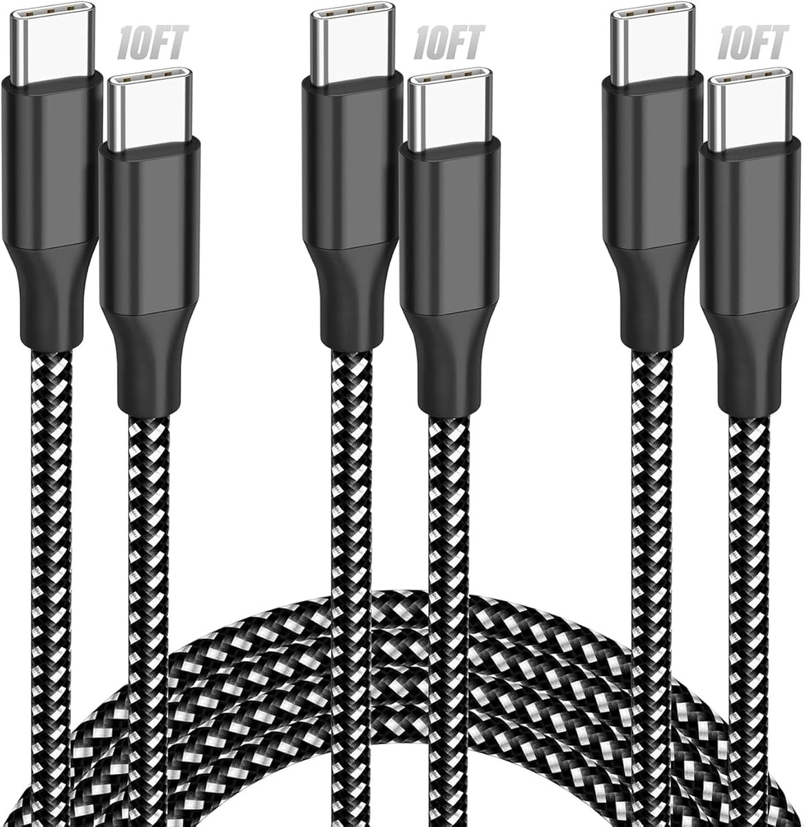SwaggWood 60W USB-C Cable 3-Pack (10ft)