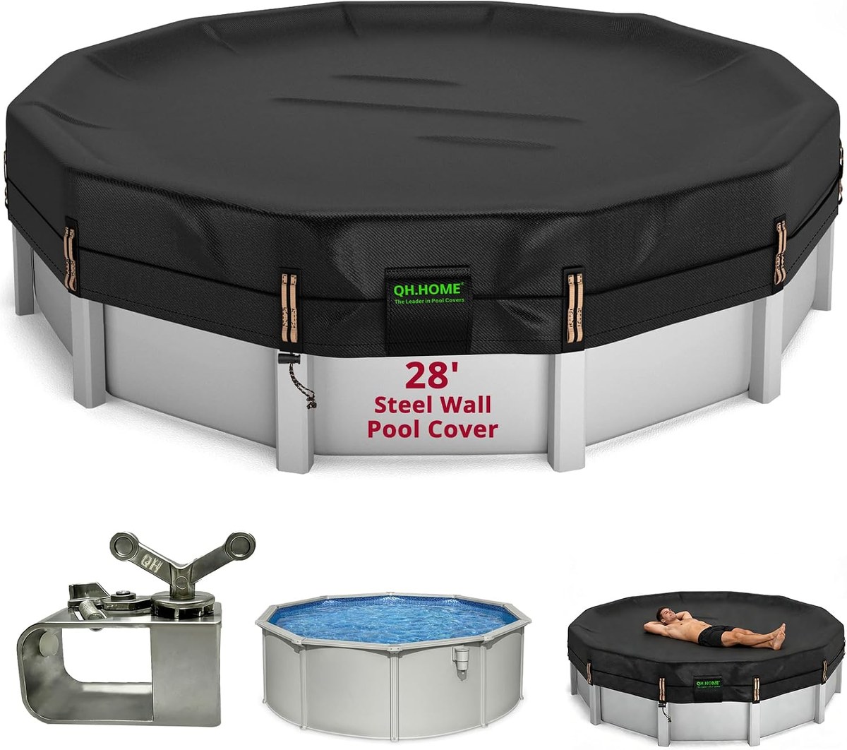 QH.HOME 27/28ft Round Winter Pool Cover
